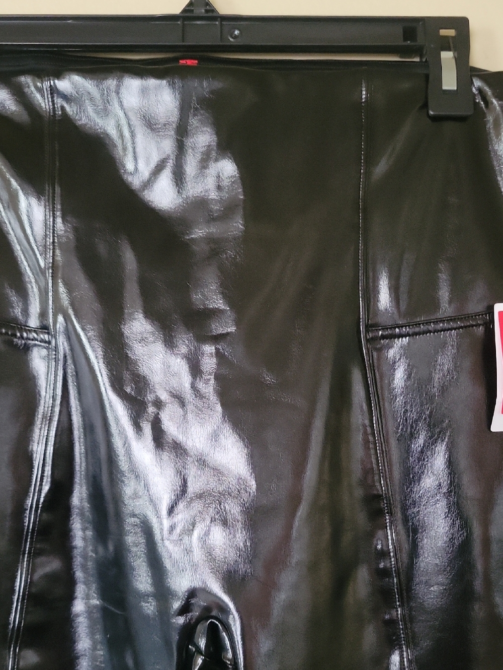 SPANX High-Shine Black Vinyl LADIES  Pants - Picture 3 of 7
